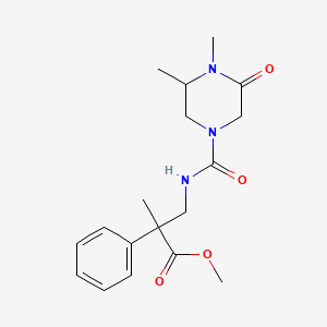 molecular formula C18H25N3O4 B6703512 Methyl 3-[(3,4-dimethyl-5-oxopiperazine-1-carbonyl)amino]-2-methyl-2-phenylpropanoate 