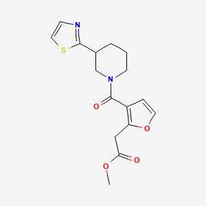 molecular formula C16H18N2O4S B6703962 Methyl 2-[3-[3-(1,3-thiazol-2-yl)piperidine-1-carbonyl]furan-2-yl]acetate 