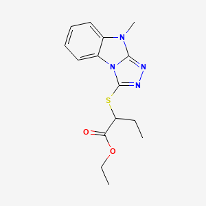 molecular formula C15H18N4O2S B6704139 Ethyl 2-[(4-methyl-[1,2,4]triazolo[4,3-a]benzimidazol-1-yl)sulfanyl]butanoate 