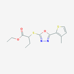 molecular formula C13H16N2O3S2 B6704141 Ethyl 2-[[5-(3-methylthiophen-2-yl)-1,3,4-oxadiazol-2-yl]sulfanyl]butanoate 