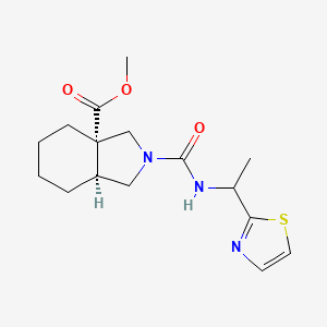 molecular formula C16H23N3O3S B6704150 methyl (3aS,7aS)-2-[1-(1,3-thiazol-2-yl)ethylcarbamoyl]-3,4,5,6,7,7a-hexahydro-1H-isoindole-3a-carboxylate 