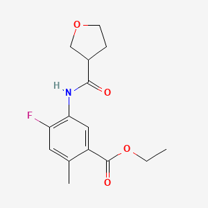 molecular formula C15H18FNO4 B6704173 Ethyl 4-fluoro-2-methyl-5-(oxolane-3-carbonylamino)benzoate 