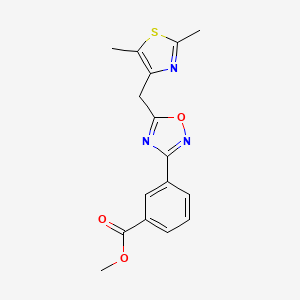 molecular formula C16H15N3O3S B6704440 Methyl 3-[5-[(2,5-dimethyl-1,3-thiazol-4-yl)methyl]-1,2,4-oxadiazol-3-yl]benzoate 