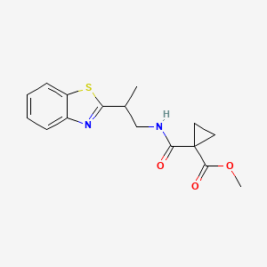 molecular formula C16H18N2O3S B6705027 Methyl 1-[2-(1,3-benzothiazol-2-yl)propylcarbamoyl]cyclopropane-1-carboxylate 