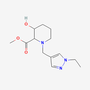 molecular formula C13H21N3O3 B6705341 Methyl 1-[(1-ethylpyrazol-4-yl)methyl]-3-hydroxypiperidine-2-carboxylate 