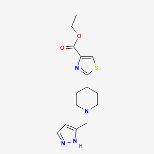 molecular formula C15H20N4O2S B6706131 ethyl 2-[1-(1H-pyrazol-5-ylmethyl)piperidin-4-yl]-1,3-thiazole-4-carboxylate 