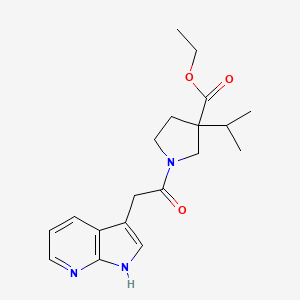 molecular formula C19H25N3O3 B6706388 ethyl 3-propan-2-yl-1-[2-(1H-pyrrolo[2,3-b]pyridin-3-yl)acetyl]pyrrolidine-3-carboxylate 