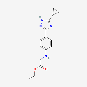 molecular formula C15H18N4O2 B6706533 ethyl 2-[4-(5-cyclopropyl-1H-1,2,4-triazol-3-yl)anilino]acetate 