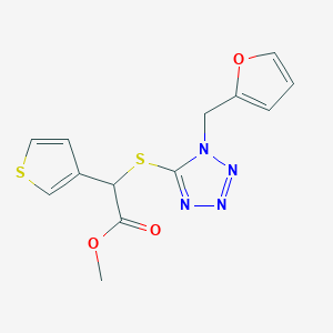 molecular formula C13H12N4O3S2 B6707372 Methyl 2-[1-(furan-2-ylmethyl)tetrazol-5-yl]sulfanyl-2-thiophen-3-ylacetate 