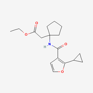 molecular formula C17H23NO4 B6707605 Ethyl 2-[1-[(2-cyclopropylfuran-3-carbonyl)amino]cyclopentyl]acetate 