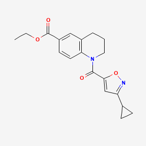 molecular formula C19H20N2O4 B6707951 ethyl 1-(3-cyclopropyl-1,2-oxazole-5-carbonyl)-3,4-dihydro-2H-quinoline-6-carboxylate 