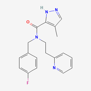 N-[(4-fluorophenyl)methyl]-4-methyl-N-(2-pyridin-2-ylethyl)-1H-pyrazole-5-carboxamide