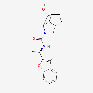 2-hydroxy-N-[(1R)-1-(3-methyl-1-benzofuran-2-yl)ethyl]-4-azatricyclo[4.2.1.03,7]nonane-4-carboxamide