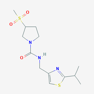 3-methylsulfonyl-N-[(2-propan-2-yl-1,3-thiazol-4-yl)methyl]pyrrolidine-1-carboxamide