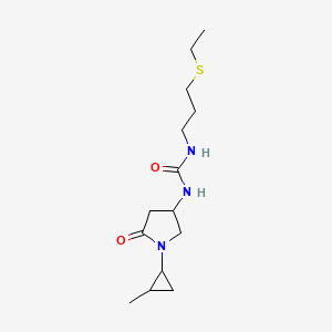 1-(3-Ethylsulfanylpropyl)-3-[1-(2-methylcyclopropyl)-5-oxopyrrolidin-3-yl]urea