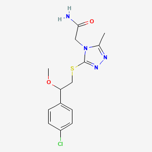 2-[3-[2-(4-Chlorophenyl)-2-methoxyethyl]sulfanyl-5-methyl-1,2,4-triazol-4-yl]acetamide