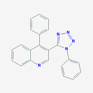 molecular formula C22H15N5 B067090 Quinoline, 4-phenyl-3-(1-phenyl-5-tetrazolyl)- CAS No. 161464-70-6