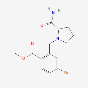 molecular formula C14H17BrN2O3 B6709147 Methyl 4-bromo-2-[(2-carbamoylpyrrolidin-1-yl)methyl]benzoate 