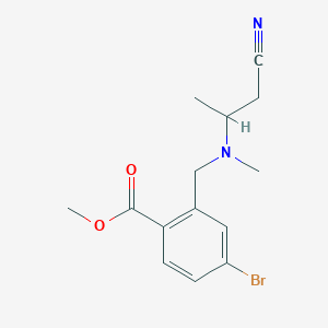 molecular formula C14H17BrN2O2 B6709220 Methyl 4-bromo-2-[[1-cyanopropan-2-yl(methyl)amino]methyl]benzoate 