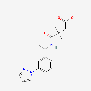 molecular formula C18H23N3O3 B6709755 Methyl 3,3-dimethyl-4-oxo-4-[1-(3-pyrazol-1-ylphenyl)ethylamino]butanoate 