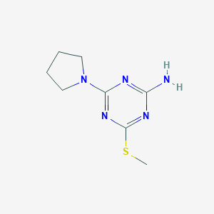 molecular formula C8H13N5S B067100 4-(methylthio)-6-tetrahydro-1H-pyrrol-1-yl-1,3,5-triazin-2-amine CAS No. 175204-64-5