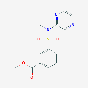 molecular formula C14H15N3O4S B6710117 Methyl 2-methyl-5-[methyl(pyrazin-2-yl)sulfamoyl]benzoate 