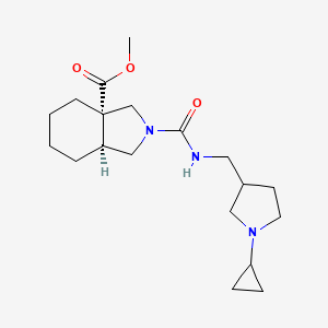 molecular formula C19H31N3O3 B6710488 methyl (3aS,7aS)-2-[(1-cyclopropylpyrrolidin-3-yl)methylcarbamoyl]-3,4,5,6,7,7a-hexahydro-1H-isoindole-3a-carboxylate 