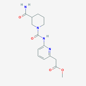 molecular formula C15H20N4O4 B6710622 Methyl 2-[6-[(3-carbamoylpiperidine-1-carbonyl)amino]pyridin-2-yl]acetate 