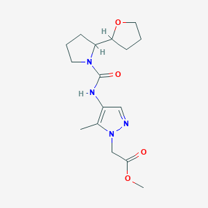 molecular formula C16H24N4O4 B6710635 Methyl 2-[5-methyl-4-[[2-(oxolan-2-yl)pyrrolidine-1-carbonyl]amino]pyrazol-1-yl]acetate 