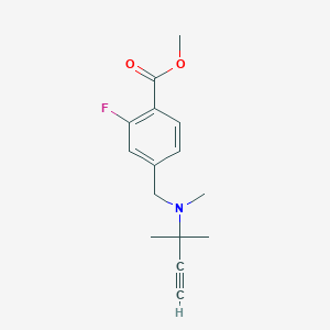 molecular formula C15H18FNO2 B6712776 Methyl 2-fluoro-4-[[methyl(2-methylbut-3-yn-2-yl)amino]methyl]benzoate 