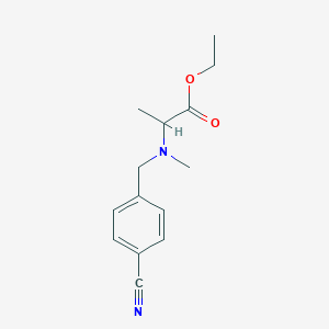 molecular formula C14H18N2O2 B6713162 Ethyl 2-[(4-cyanophenyl)methyl-methylamino]propanoate 