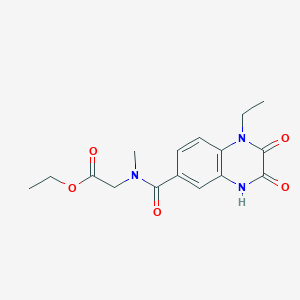 molecular formula C16H19N3O5 B6713229 ethyl 2-[(1-ethyl-2,3-dioxo-4H-quinoxaline-6-carbonyl)-methylamino]acetate 