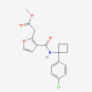 molecular formula C18H18ClNO4 B6713372 Methyl 2-[3-[[1-(4-chlorophenyl)cyclobutyl]carbamoyl]furan-2-yl]acetate 