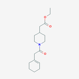 molecular formula C17H27NO3 B6713570 Ethyl 2-[1-[2-(cyclohexen-1-yl)acetyl]piperidin-4-yl]acetate 