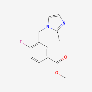 molecular formula C13H13FN2O2 B6714631 Methyl 4-fluoro-3-[(2-methylimidazol-1-yl)methyl]benzoate 