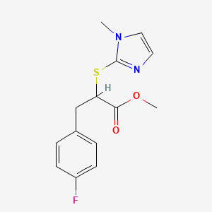 molecular formula C14H15FN2O2S B6714880 Methyl 3-(4-fluorophenyl)-2-(1-methylimidazol-2-yl)sulfanylpropanoate 