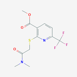 molecular formula C12H13F3N2O3S B6715266 Methyl 2-[2-(dimethylamino)-2-oxoethyl]sulfanyl-6-(trifluoromethyl)pyridine-3-carboxylate 