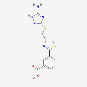 molecular formula C14H13N5O2S2 B6715743 methyl 3-[4-[(5-amino-1H-1,2,4-triazol-3-yl)sulfanylmethyl]-1,3-thiazol-2-yl]benzoate 