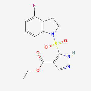 molecular formula C14H14FN3O4S B6715778 ethyl 5-[(4-fluoro-2,3-dihydroindol-1-yl)sulfonyl]-1H-pyrazole-4-carboxylate 