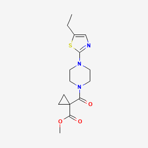 molecular formula C15H21N3O3S B6715947 Methyl 1-[4-(5-ethyl-1,3-thiazol-2-yl)piperazine-1-carbonyl]cyclopropane-1-carboxylate 