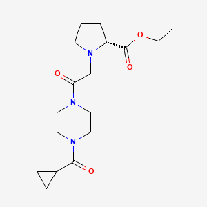 molecular formula C17H27N3O4 B6716004 ethyl (2R)-1-[2-[4-(cyclopropanecarbonyl)piperazin-1-yl]-2-oxoethyl]pyrrolidine-2-carboxylate 