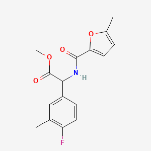 molecular formula C16H16FNO4 B6716083 Methyl 2-(4-fluoro-3-methylphenyl)-2-[(5-methylfuran-2-carbonyl)amino]acetate 