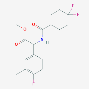 molecular formula C17H20F3NO3 B6716090 Methyl 2-[(4,4-difluorocyclohexanecarbonyl)amino]-2-(4-fluoro-3-methylphenyl)acetate 