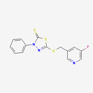 5-[(5-Fluoropyridin-3-yl)methylsulfanyl]-3-phenyl-1,3,4-thiadiazole-2-thione