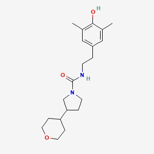 N-[2-(4-hydroxy-3,5-dimethylphenyl)ethyl]-3-(oxan-4-yl)pyrrolidine-1-carboxamide