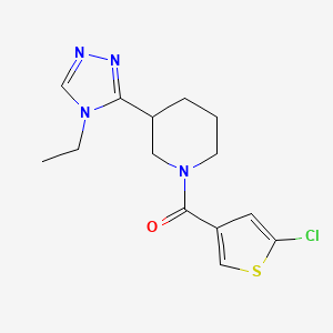 (5-Chlorothiophen-3-yl)-[3-(4-ethyl-1,2,4-triazol-3-yl)piperidin-1-yl]methanone