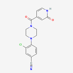 3-chloro-4-[4-(2-oxo-1H-pyridine-4-carbonyl)piperazin-1-yl]benzonitrile