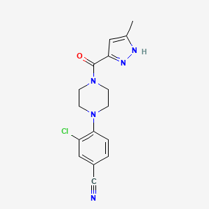 3-chloro-4-[4-(5-methyl-1H-pyrazole-3-carbonyl)piperazin-1-yl]benzonitrile