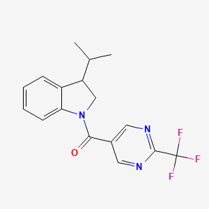 (3-Propan-2-yl-2,3-dihydroindol-1-yl)-[2-(trifluoromethyl)pyrimidin-5-yl]methanone