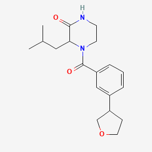 3-(2-Methylpropyl)-4-[3-(oxolan-3-yl)benzoyl]piperazin-2-one